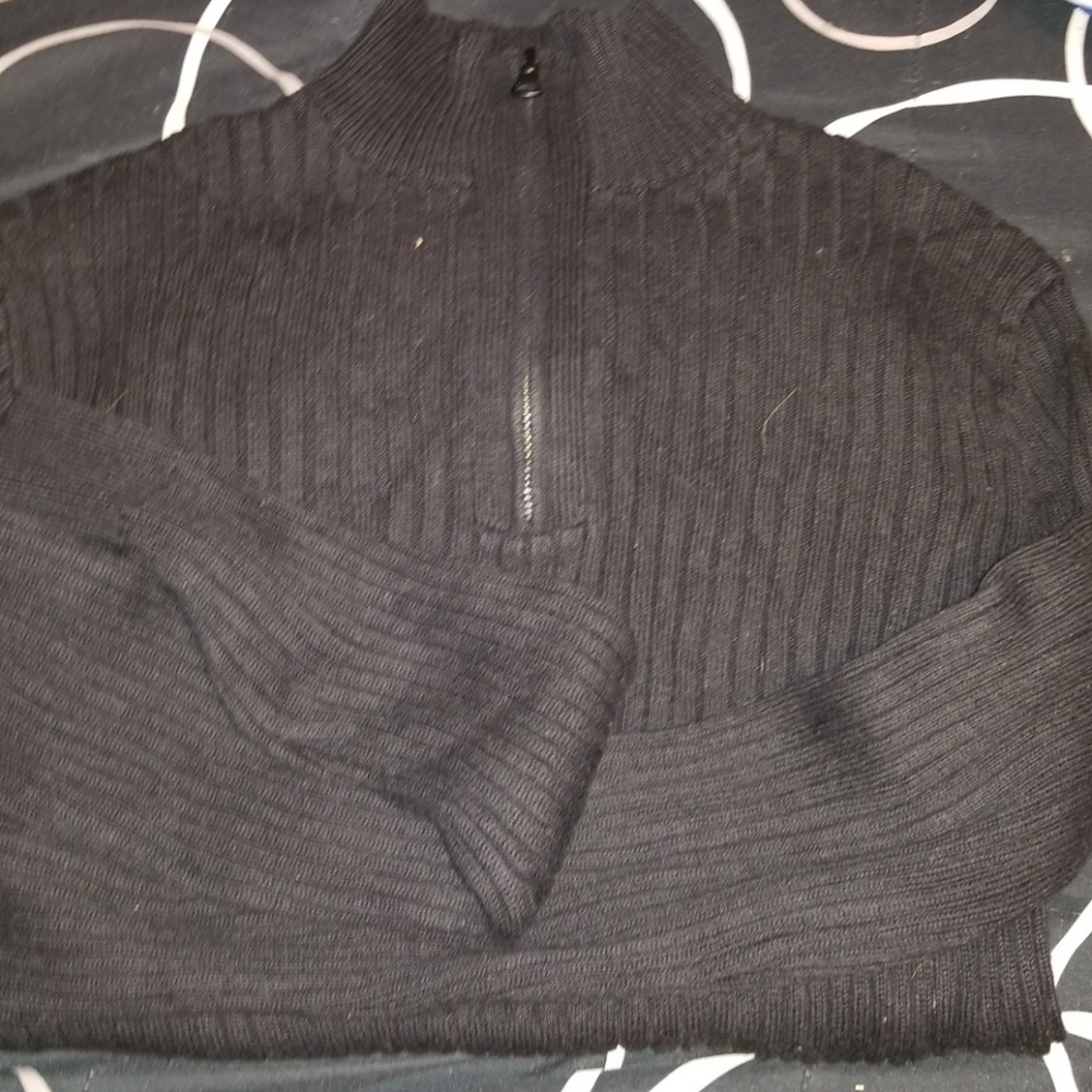 Black express 1/4 zip ribbed sweater
